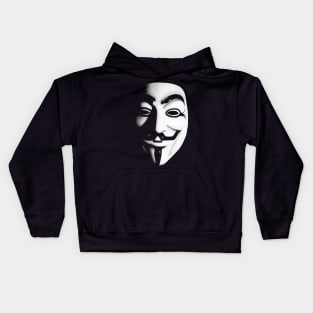 Fawkes Mask (b&w) Kids Hoodie